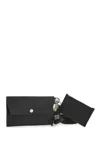 Guidi Black Kangaroo Leather Card And Phone Holder With Shoulder Strap In Black