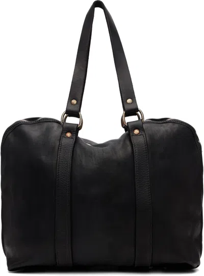 Guidi Black Soft Horse Tote In Red