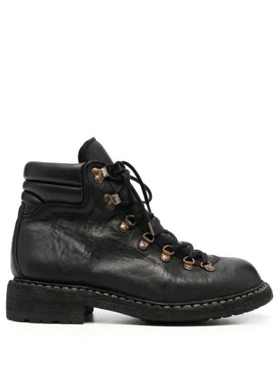 Guidi Black Suede Hiking Boots In Black  