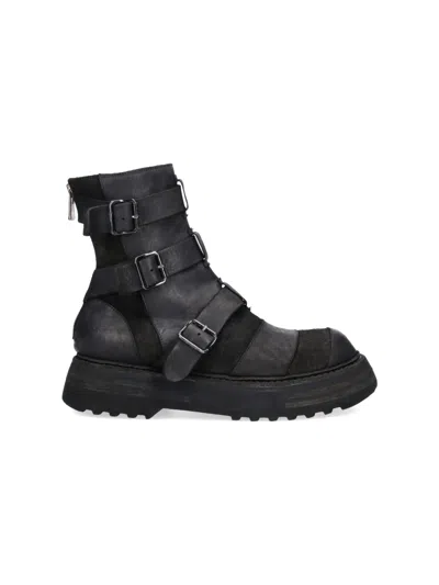 Guidi Buckle Ankle Boots In Black