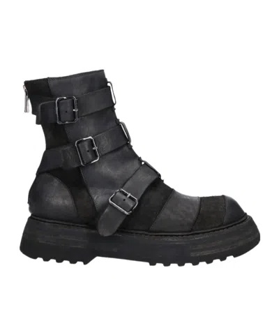Guidi Black Rugged Buckle Strap Boots In Multi