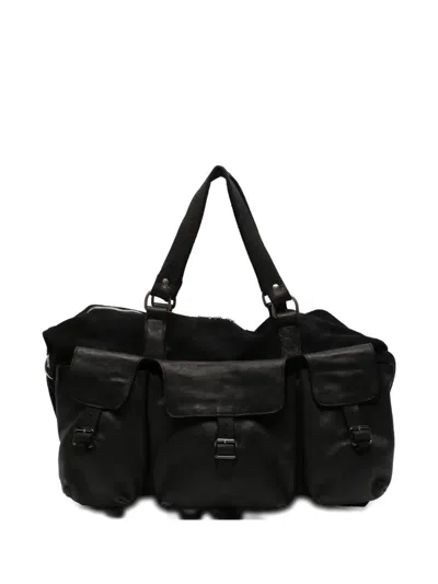 Guidi Cargo-pocket Suede Tote Bag In Black