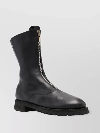 Guidi Chunky Sole Mid-calf Round Toe Boots In Black