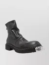 Guidi Chunky Sole Round Toe Metal Cap Boot In Black