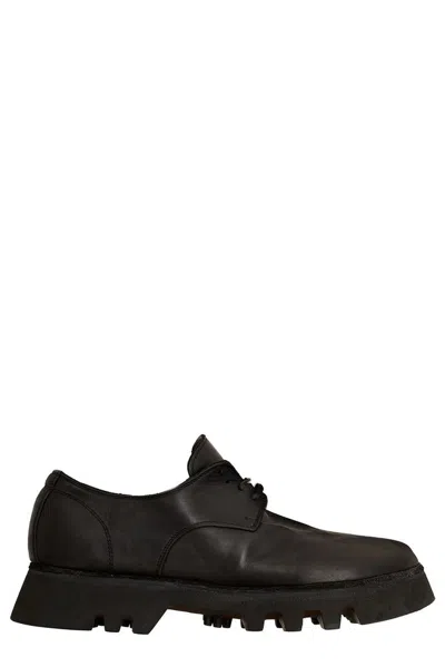 Guidi Chunky Sole Zoomorphic Derby Shoes In Black