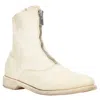 Guidi Cream Full Grain Leather Front Zip Combat Boots In White