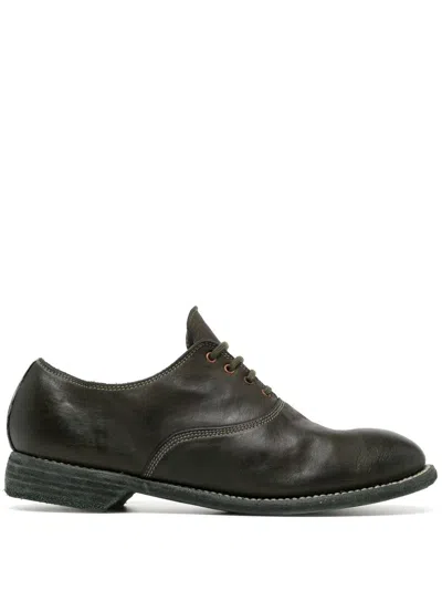 GUIDI DISTRESSED SOLE LEATHER OXFORDS