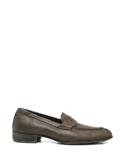 Guidi Distressed-effect Penny Loafers In Brown