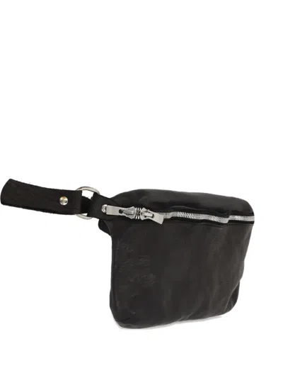 Guidi Double-slider Leather Belt Bag In Black