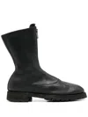 Guidi Front Zip Army Boots Shoes In Black
