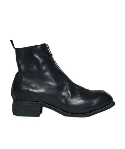 Guidi Front Zip Biker Boots In Black