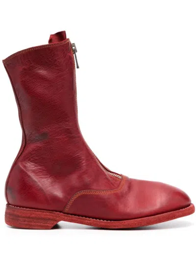 Guidi Front Zip Boots Shoes In Red
