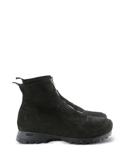 Guidi Front-zip Suede Boots In Black