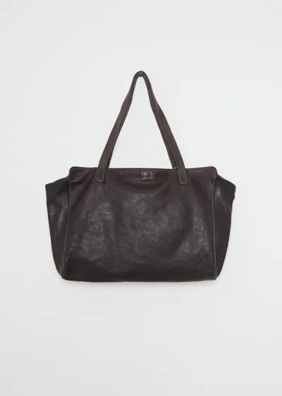 Guidi Handle Leather Bag In Dark Brown