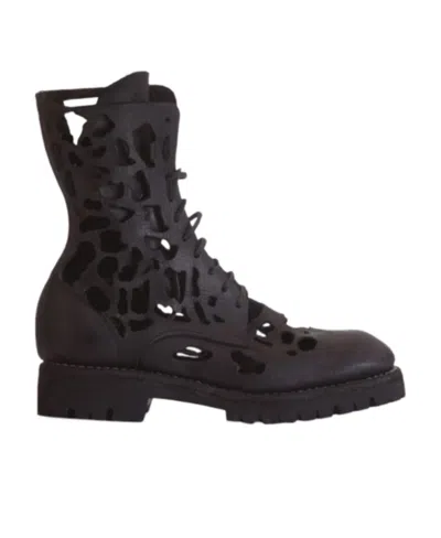 Guidi Hollow-out Short Boots In Black