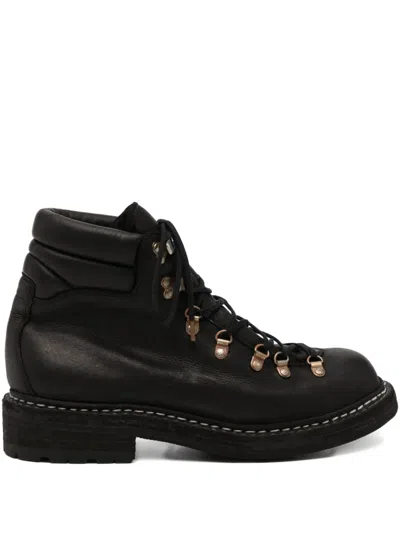 Guidi Lace-fastening Ankle Boots In Black
