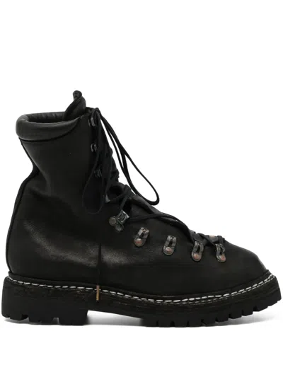 Guidi Lace-up Full-grain Leather Boots In Black