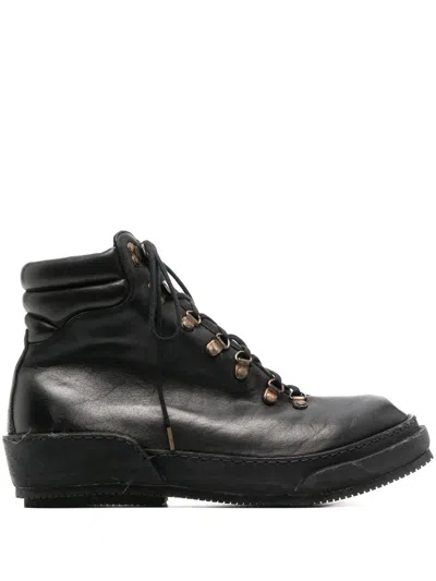Guidi Lace-up Leather Ankle Boots In Black