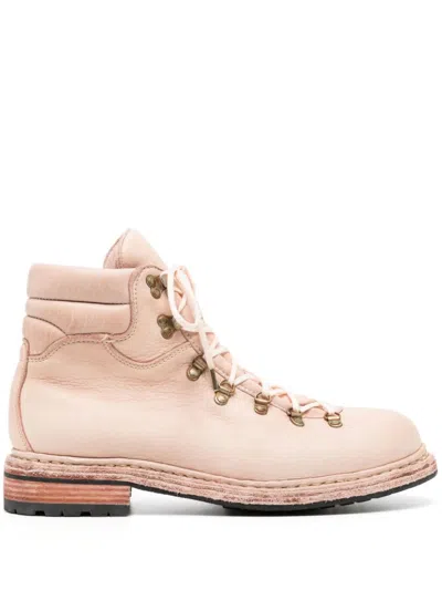 Guidi Lace-up Leather Boots In Pink