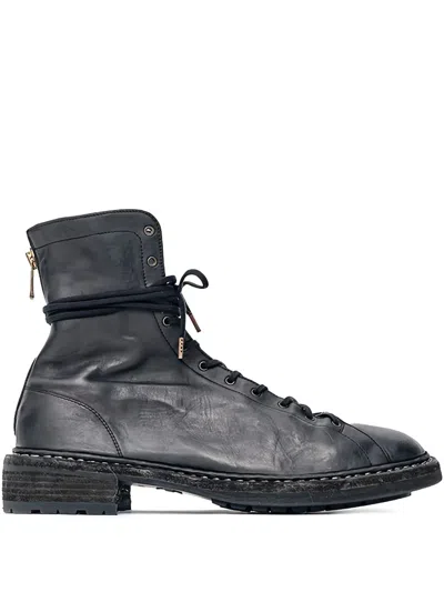 Guidi Lace-up Leather Boots In Black