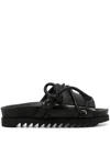 GUIDI LACE-UP LEATHER SANDALS