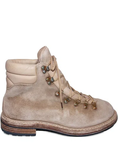 Guidi Lace-up Suede Hiking Boots In Neutral