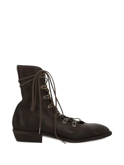 Guidi Lace-up Leather Ankle Boots In Brown