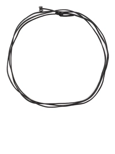 Guidi Layered Leather Necklace In Black