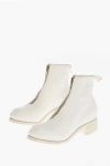 Guidi Leather Booties With Front Zip 5cm In White