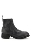 Guidi Front Zip Leather Ankle Boots In Black