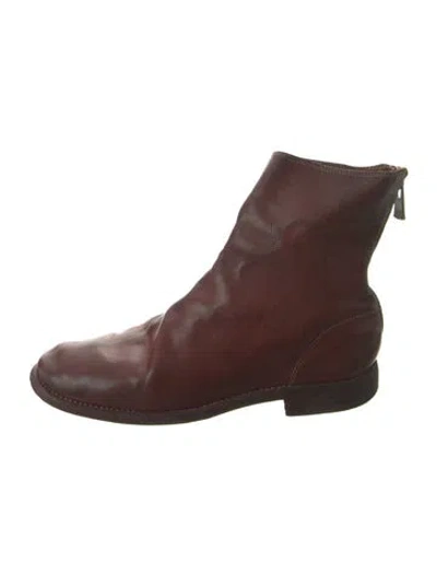 Pre-owned Guidi Leather Boots In Burgundy