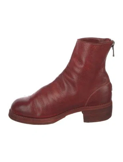 Pre-owned Guidi Leather Boots In Burgundy