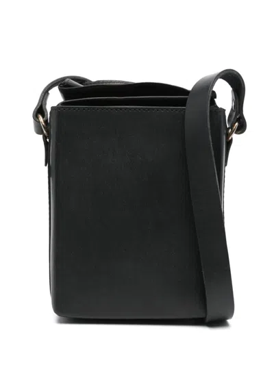 Guidi Leather Bucket Messenger Bag In Black