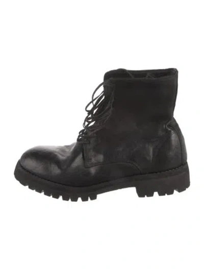 Pre-owned Guidi Leather Combat Boots In Black