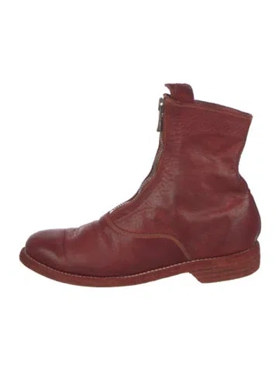 Pre-owned Guidi Leather Combat Boots In Red