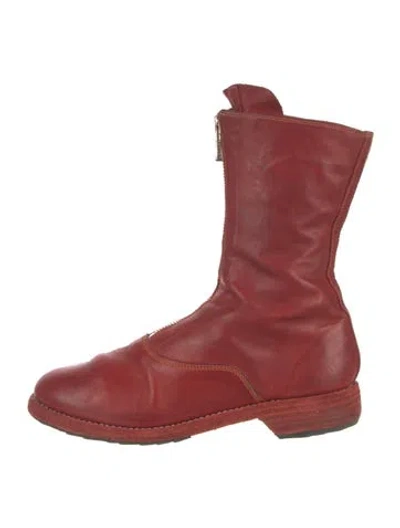 Pre-owned Guidi Leather Combat Boots In Red