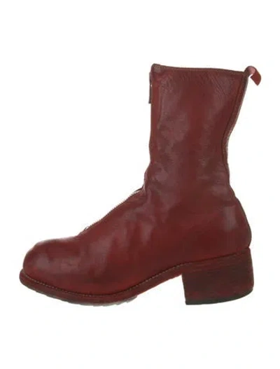 Pre-owned Guidi Leather Combat Boots In Red