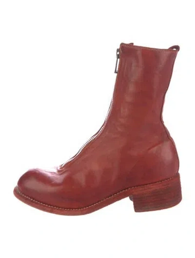 Pre-owned Guidi Leather Combat Boots In Red