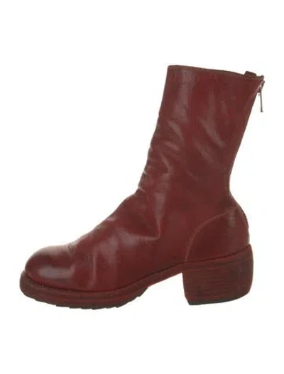 Pre-owned Guidi Leather Combat Boots In Red