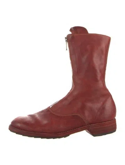 Pre-owned Guidi Leather Combat Boots In Red