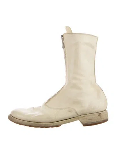 Pre-owned Guidi Leather Combat Boots In White