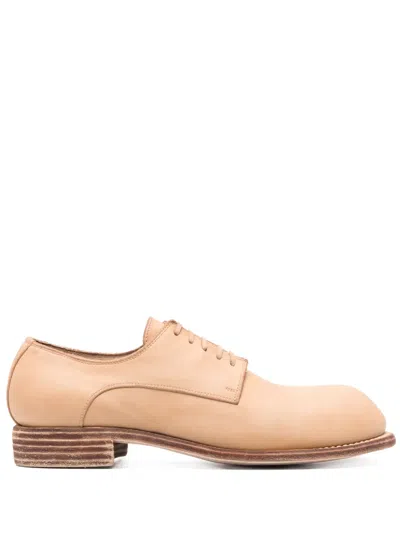 Guidi Leather Derby Shoes In Neutral