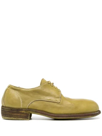 Guidi Leather Derby Shoes In Green