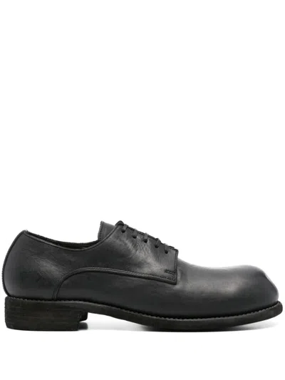 Guidi Leather Derby Shoes In Black  