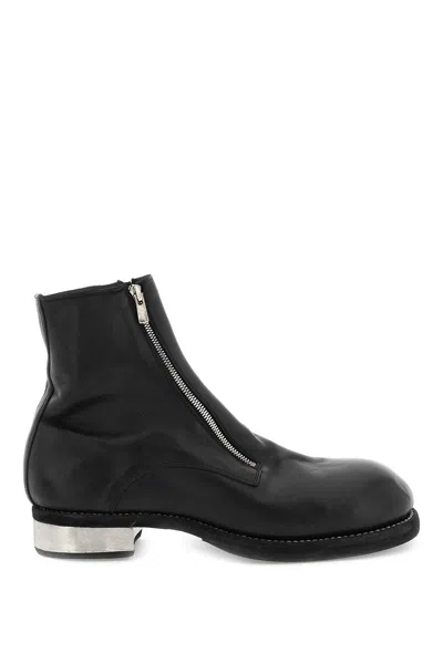 Guidi Leather Double Zip Ankle Boots In Black