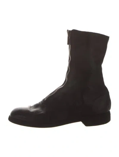 Pre-owned Guidi Leather Moto Boots In Black