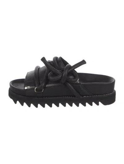 Pre-owned Guidi Leather Slides In Black