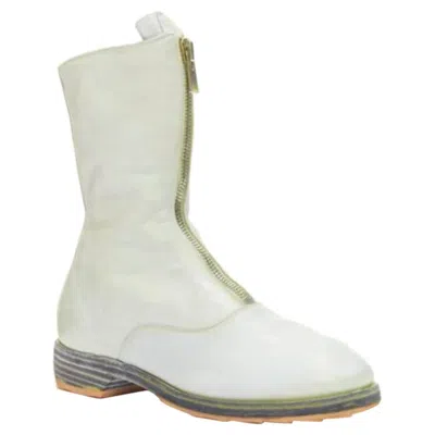 Pre-owned Guidi Light Grey Tumbled Washed Soft Leather Zip Front Boot Eu37 In Gray