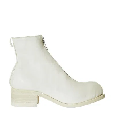 Guidi Logo Zipper Booties In White