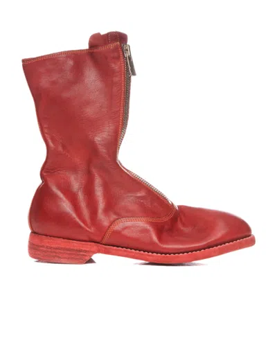 Guidi Logo Zipper Boots In Brown
